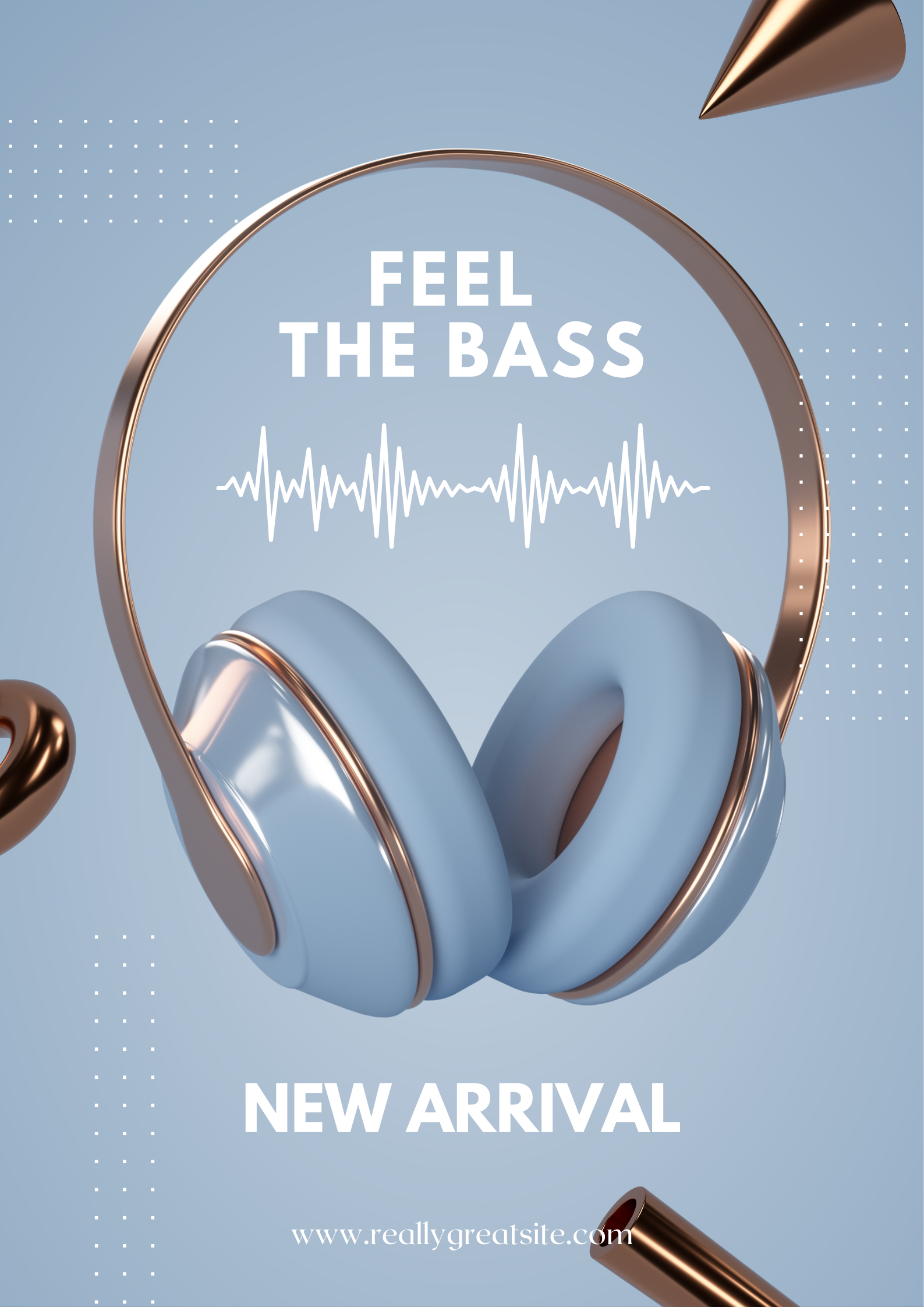 Blue Gold New Arrival Headphone Poster (1)
