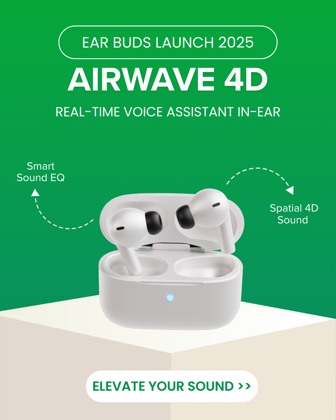 Green and White Modern Earbuds Product Instagram Post