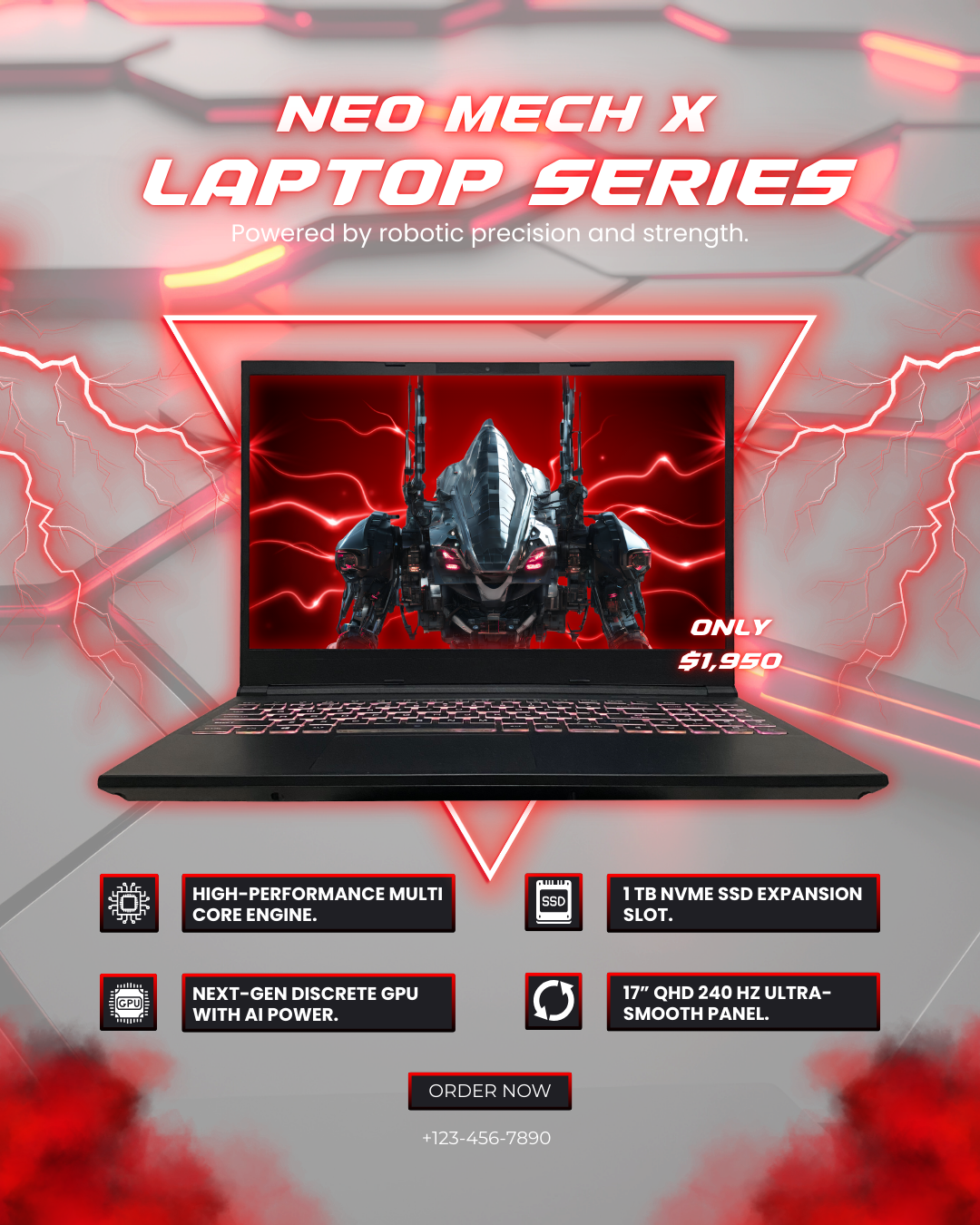 Red and Black Modern Laptop Series Instagram Post