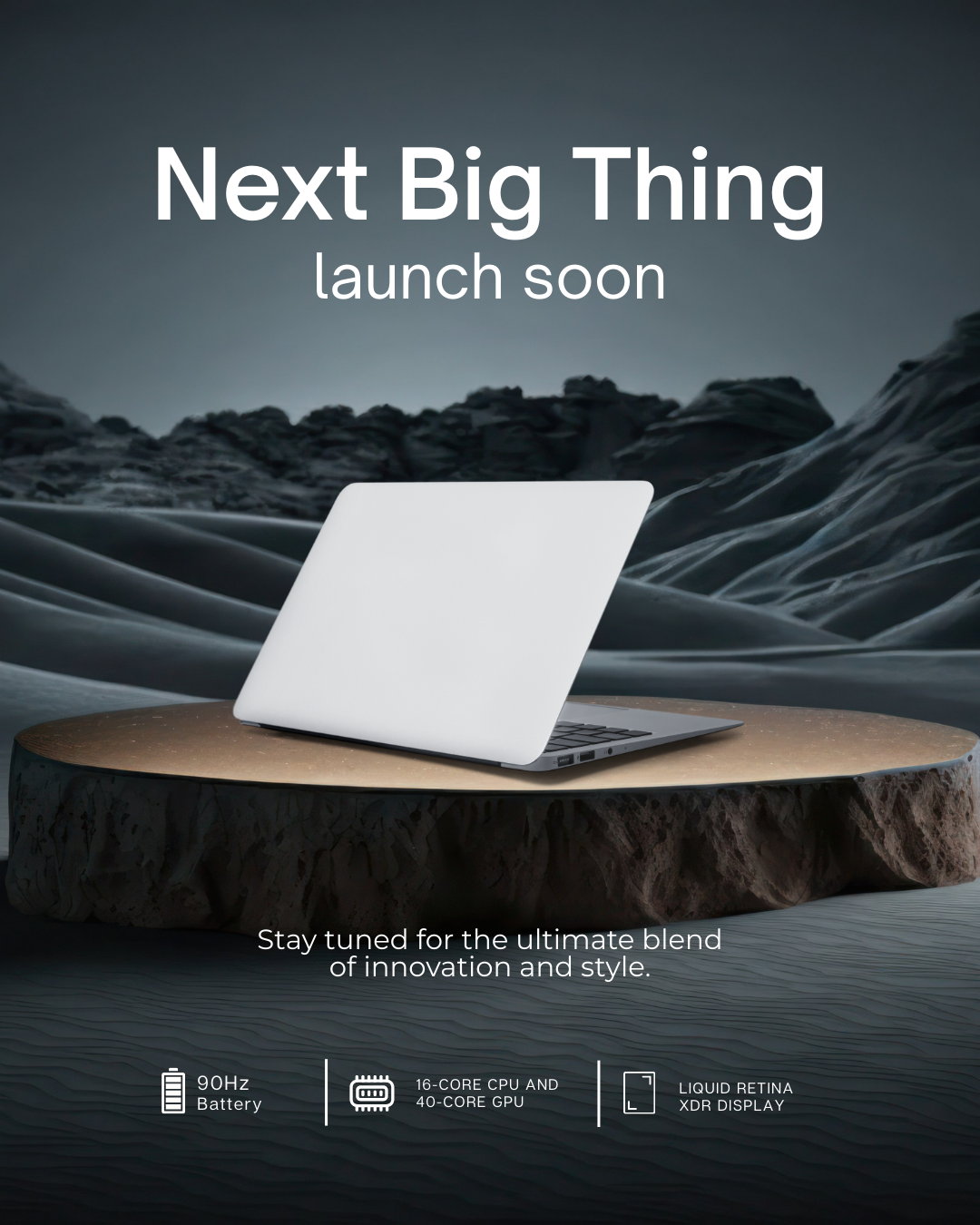 White and Grey Modern New Laptop Launch Instagram Post